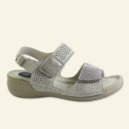 SANDALIA MYSOFT CONFORT CON VELCROS PLATA