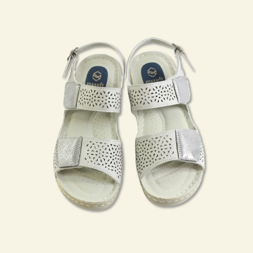 SANDALIA MYSOFT CONFORT CON VELCROS PLATA