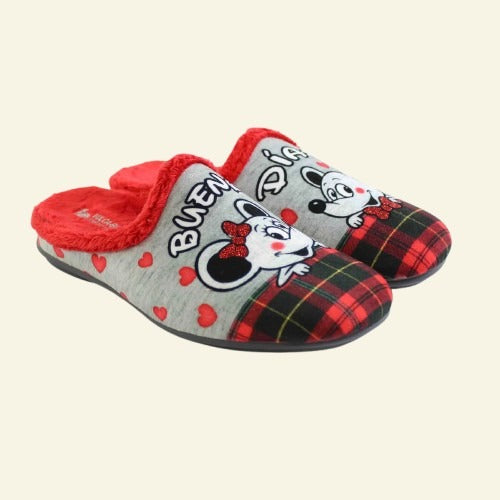 PANTUFLA VULCABICHA RATONES "BUENOS DÍAS ROJO