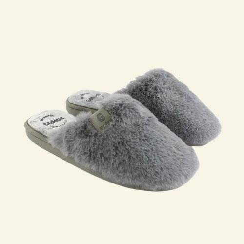 PANTUFLA BASICA CON PELO GRIS