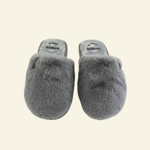 PANTUFLA BASICA CON PELO GRIS