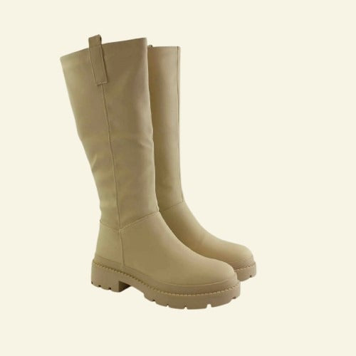 BOTA FOXY UP CAÑA ALTA MATERIAL NEOPRENO BEIG