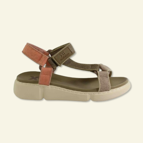 SANDALIA MULTICOLOR CON VELCRO TAUPE