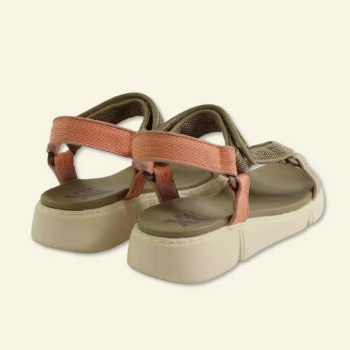 SANDALIA MULTICOLOR CON VELCRO TAUPE