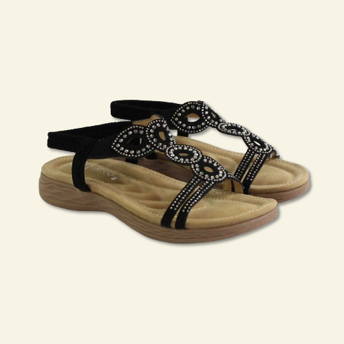 SANDALIAS FOXY UP ADORNO BRILLANTES NEGRO