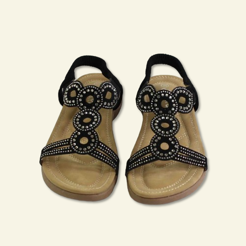 SANDALIAS FOXY UP ADORNO BRILLANTES NEGRO