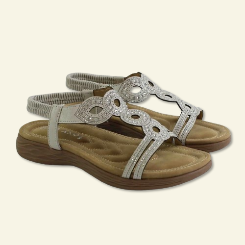 SANDALIAS FOXY UP ADORNO BRILLANTES BLANCO