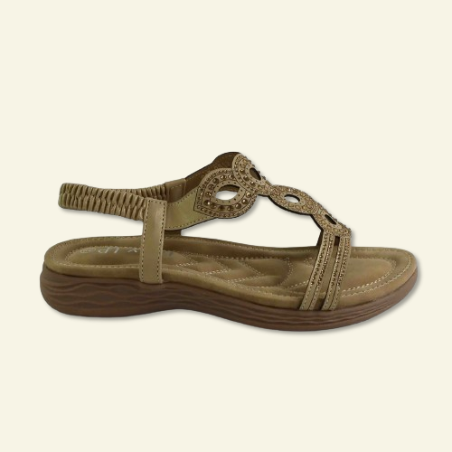 SANDALIAS FOXY UP ADORNO BRILLANTES BEIG