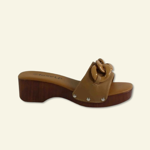 ZUECO FOXY UP PISO MADERA CON ADORNO CAD CAMEL