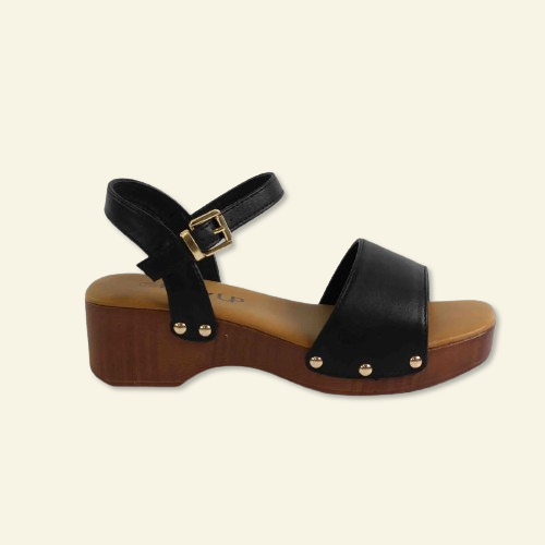 SANDALIA FOXY UP PISO MADERA NEGRO