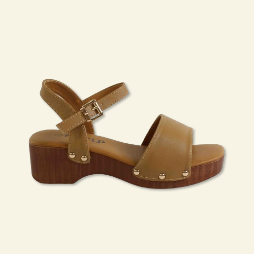 SANDALIA FOXY UP PISO MADERA CAMEL