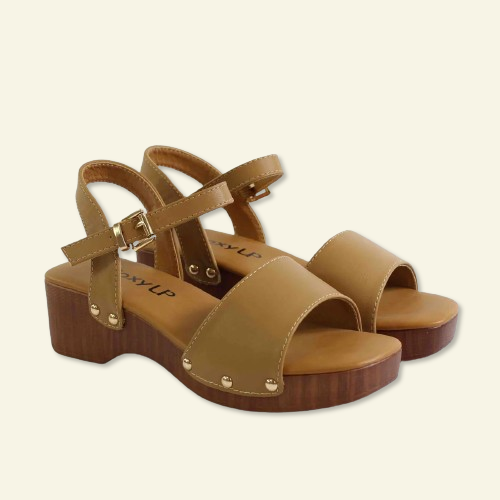 SANDALIA FOXY UP PISO MADERA CAMEL