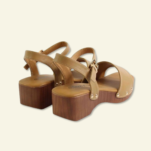 SANDALIA FOXY UP PISO MADERA CAMEL