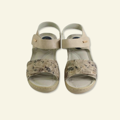 SANDALIA CONFORT VELCRO ESTAMPADO FLORAL BEIG