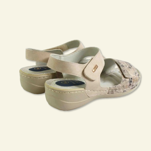 SANDALIA CONFORT VELCRO ESTAMPADO FLORAL BEIG