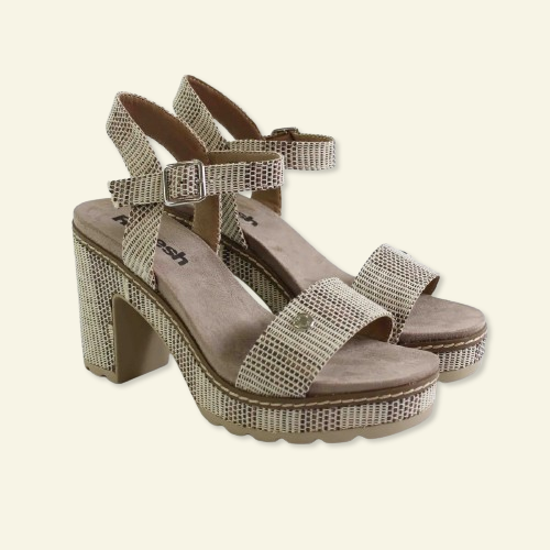 SANDALIA TACÓN ESTAMPADO BEIGE TAUPE