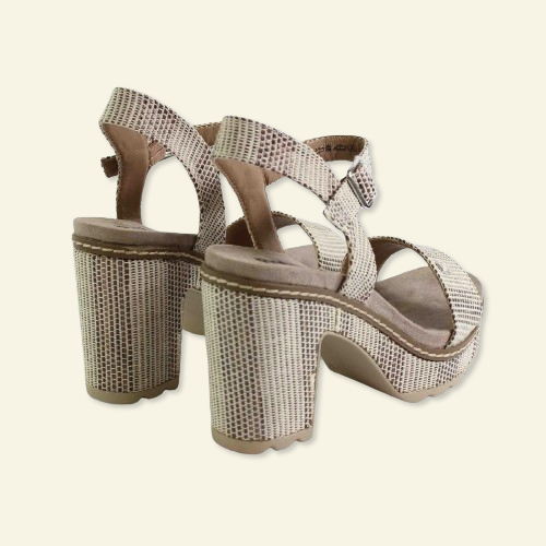 SANDALIA TACÓN ESTAMPADO BEIGE TAUPE