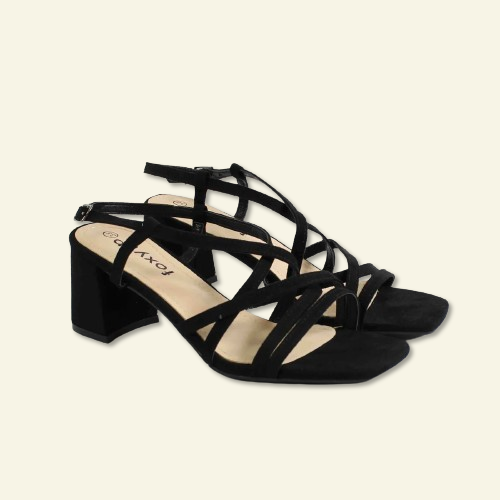 SANDALIA VESTIR FOXY UP CON TIRAS NEGRO