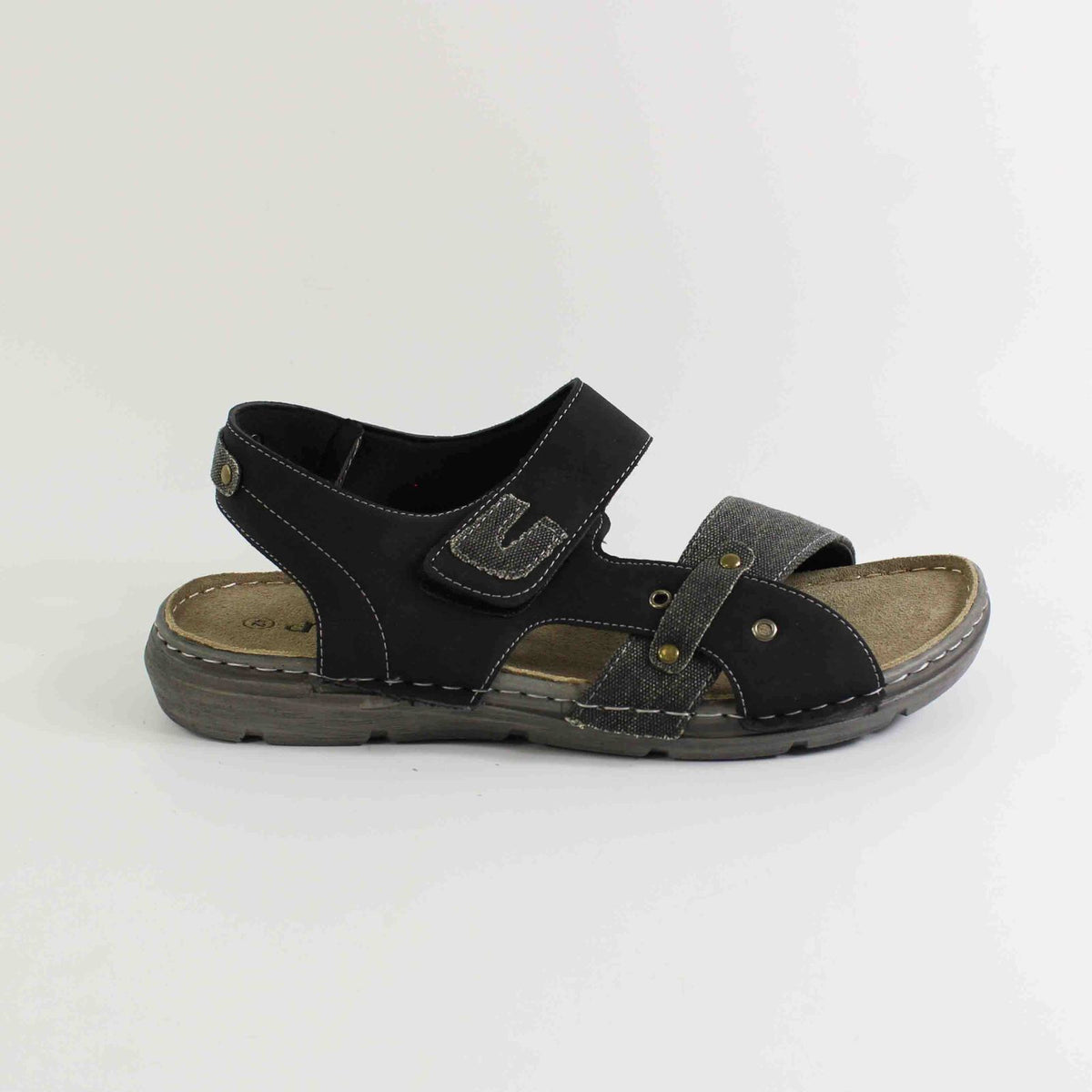 SANDALIA MULTICOLOR CON VELCRO NEGRO