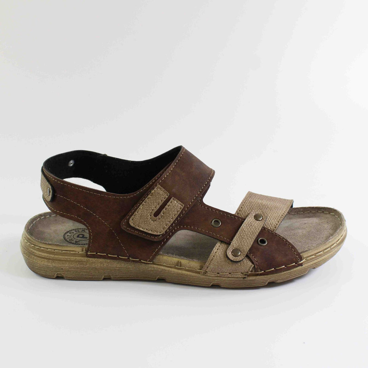 SANDALIA MULTICOLOR CON VELCRO CAMEL