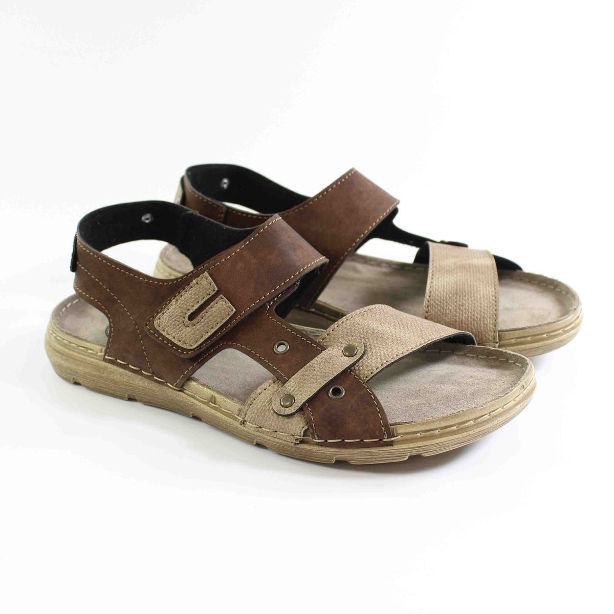 SANDALIA MULTICOLOR CON VELCRO CAMEL