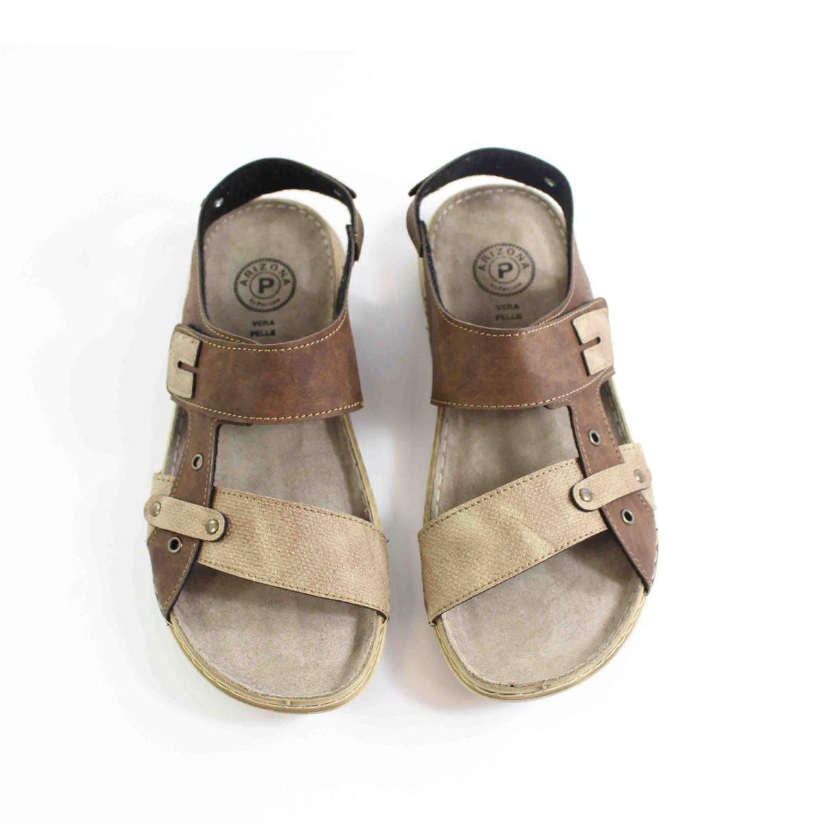 SANDALIA MULTICOLOR CON VELCRO CAMEL