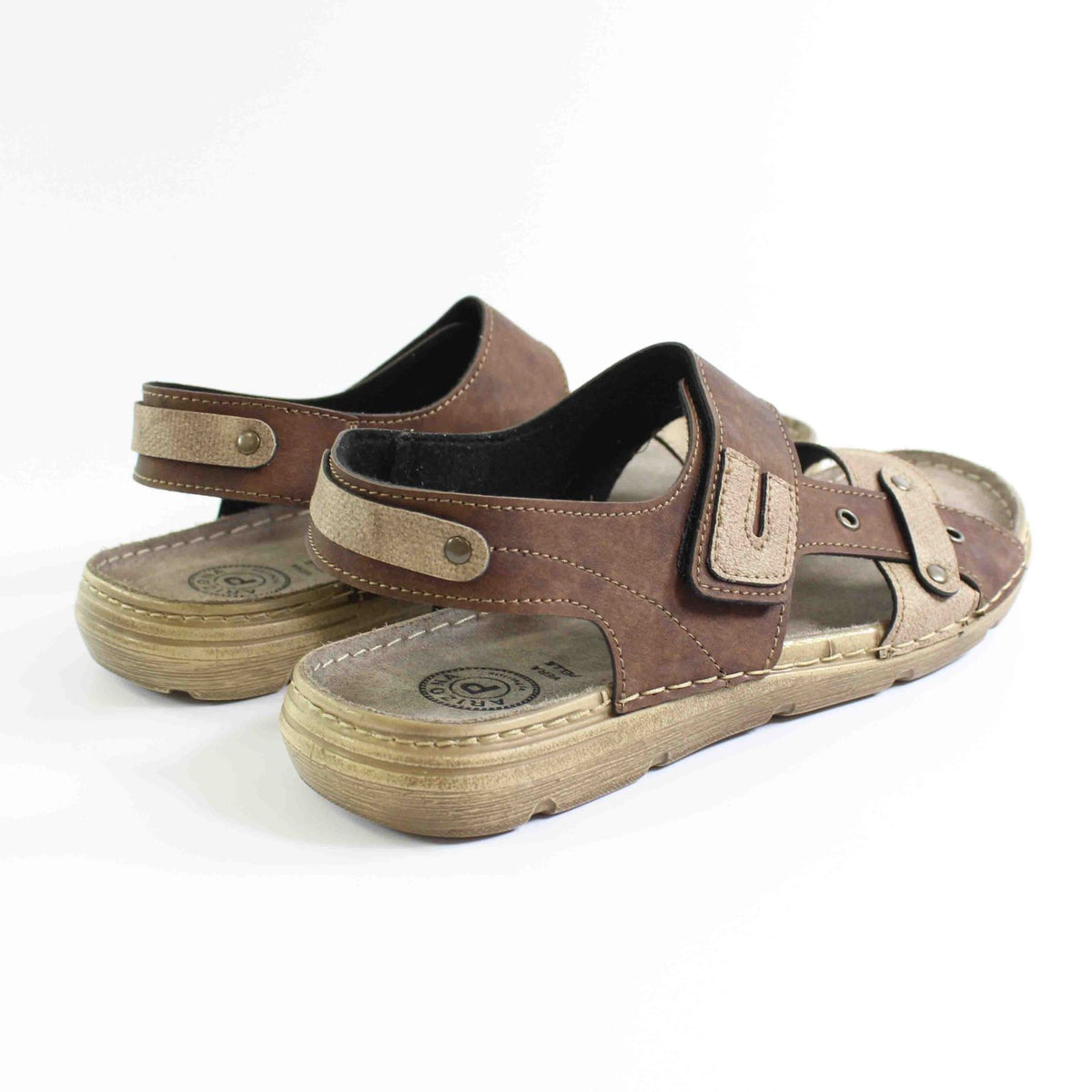 SANDALIA MULTICOLOR CON VELCRO CAMEL