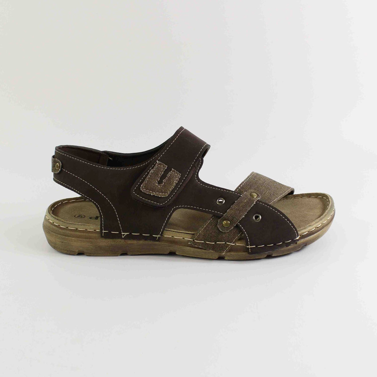 SANDALIA MULTICOLOR CON VELCRO MARRON