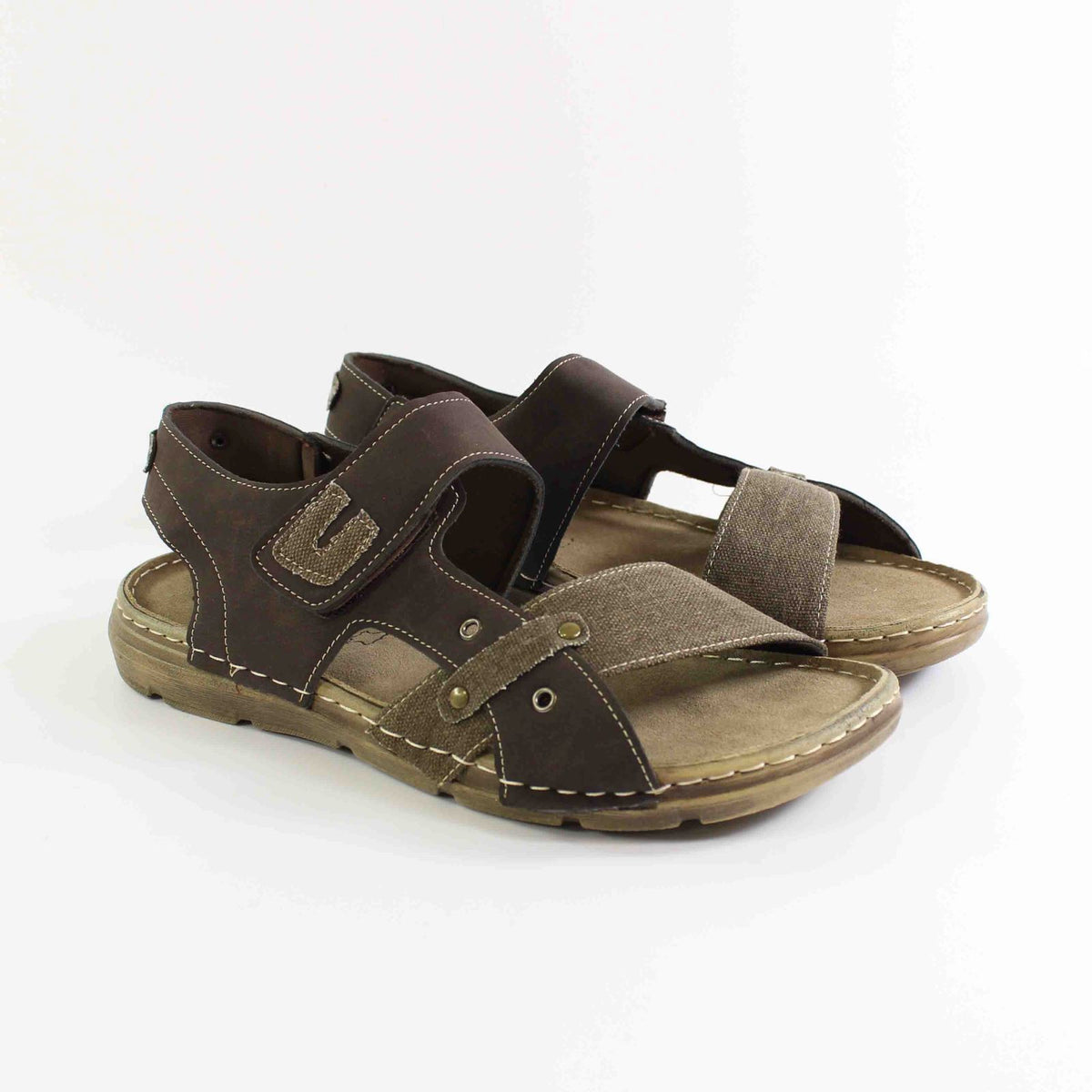 SANDALIA MULTICOLOR CON VELCRO MARRON