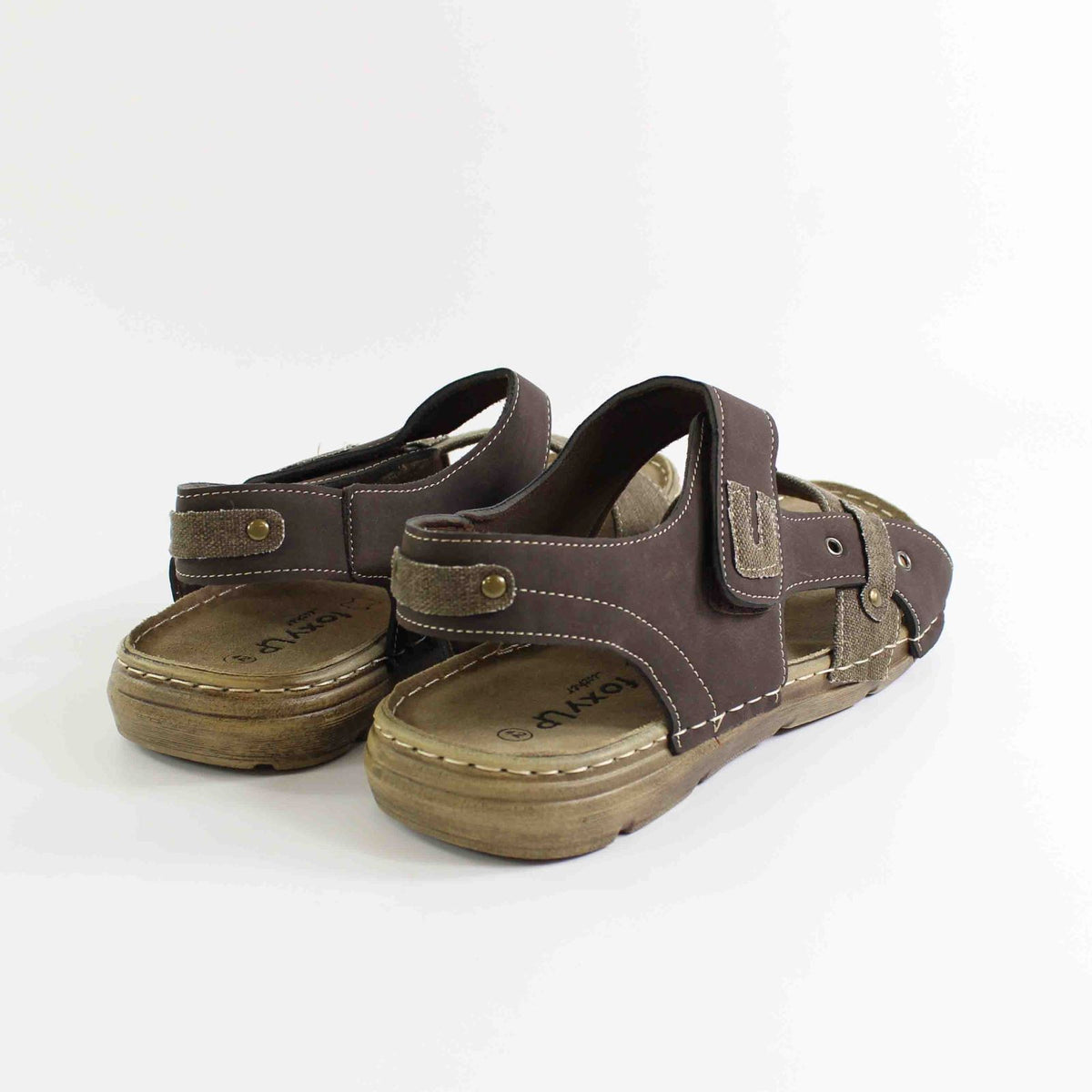 SANDALIA MULTICOLOR CON VELCRO MARRON