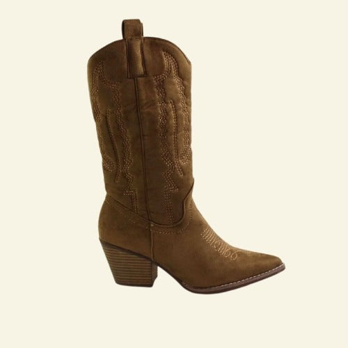 BOTA CAMPERA FOXY UP CON BORDADOS TAUPE