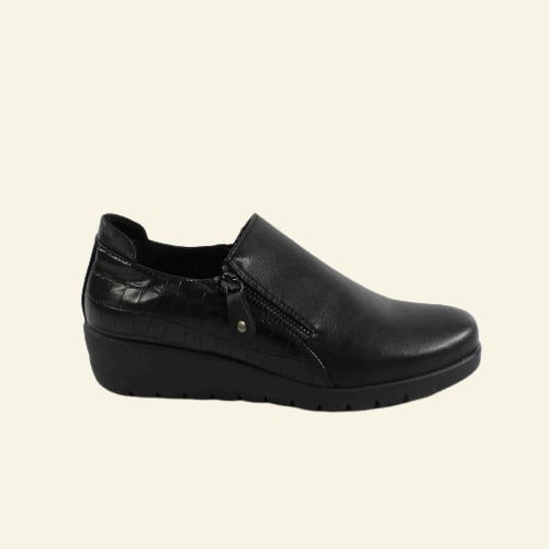 ZAPATO CONFORT HISPAFLEX CON CREMALLERAS NEGRO