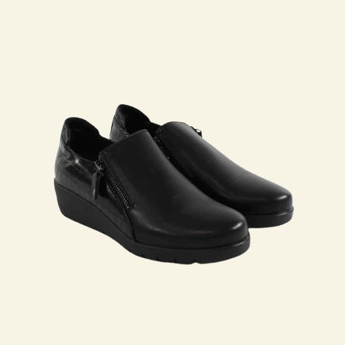 ZAPATO CONFORT HISPAFLEX CON CREMALLERAS NEGRO