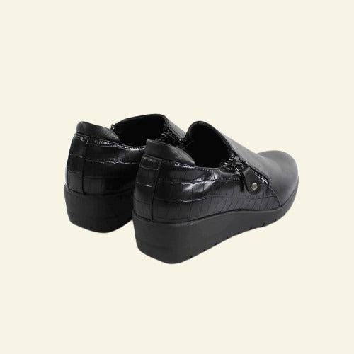 ZAPATO CONFORT HISPAFLEX CON CREMALLERAS NEGRO