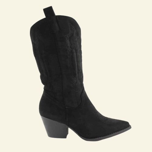 BOTA CAMPERA FOXY UP CON BORDADOS NEGRO