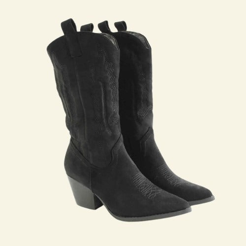 BOTA CAMPERA FOXY UP CON BORDADOS NEGRO