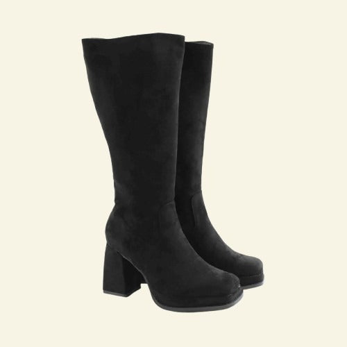 BOTA VESTIR FOXY UP CON TACÓN NEGRO SUEDE