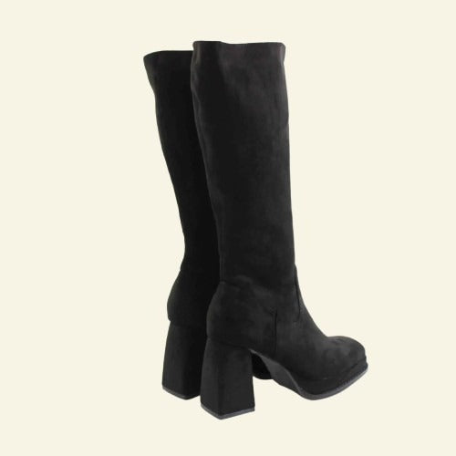 BOTA VESTIR FOXY UP CON TACÓN NEGRO SUEDE