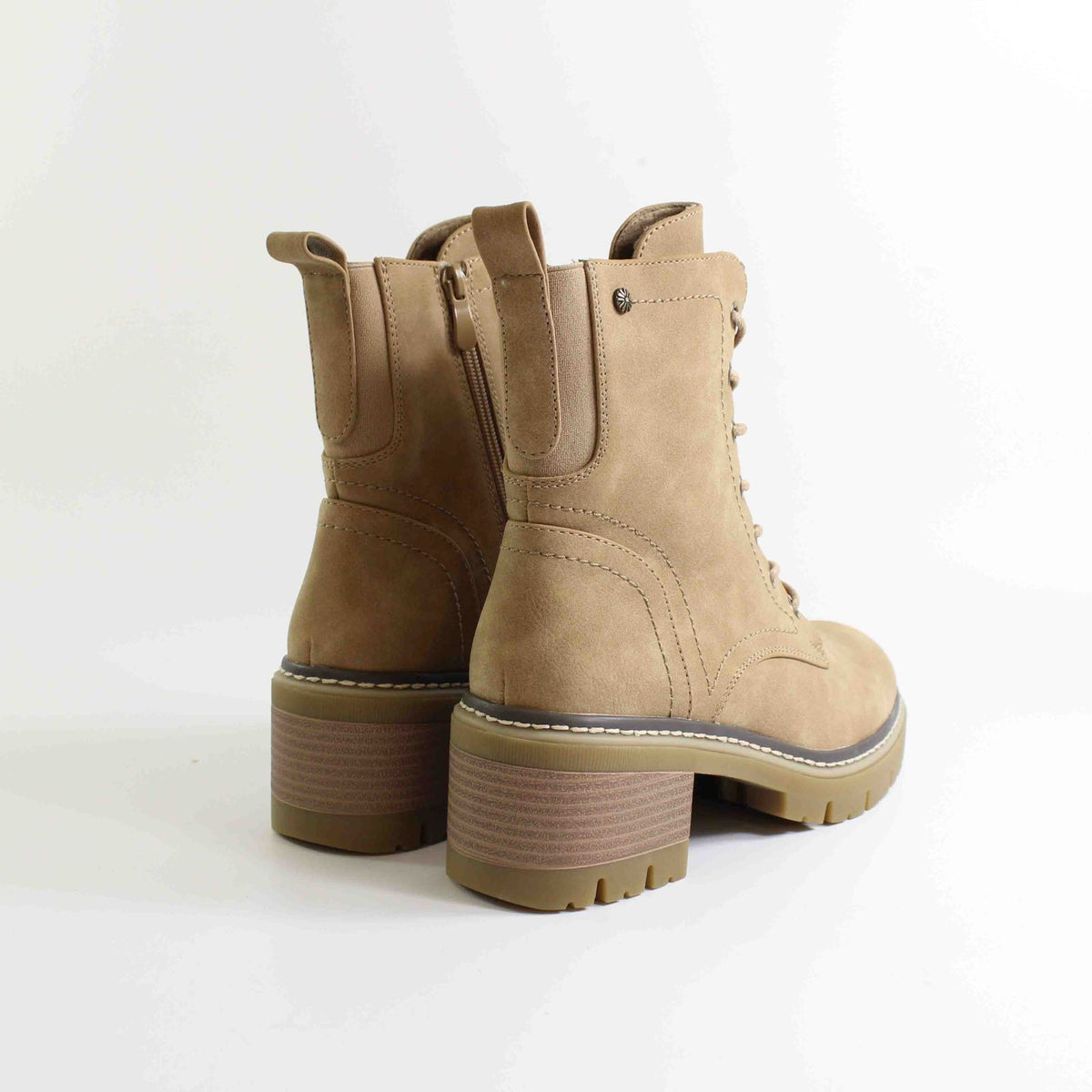 BOTIN FOXY UP BÁSICO CON CORDONES TAUPE