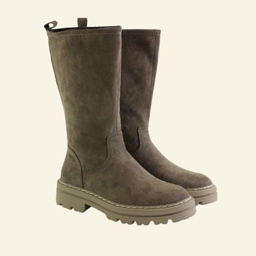 BOTA PLANA FOXY UP CREMALLERA INTERIOR TAUPE