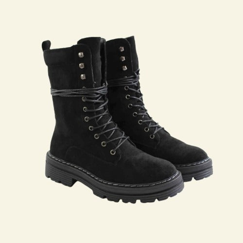 BOTA FOXY UP PLANA AMB CORDONS NEGRE