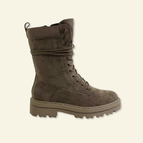 BOTA FOXY UP PLANA CON CORDONES TAUPE