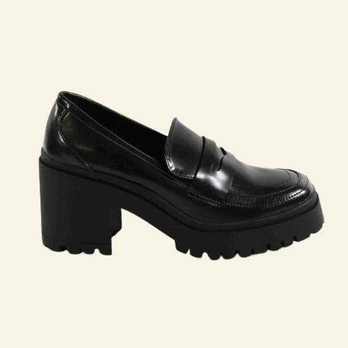 MOCASÍN FOXY UP TACÓN ADORNO ANTIFAZ NEGRO