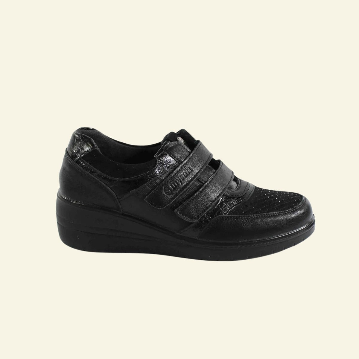 ZAPATO CONFORT MY SOFT CON VELCRO NEGRO