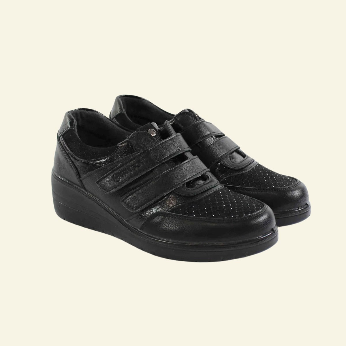 ZAPATO CONFORT MY SOFT CON VELCRO NEGRO