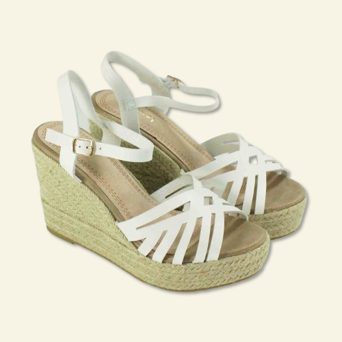 SANDALIA FOXY UP TIRAS CUÑA YUTE BLANCO