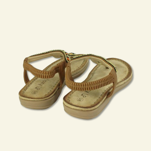 SANDÀLIA PLANA PEDRERIA MULTICOLOR CAMEL